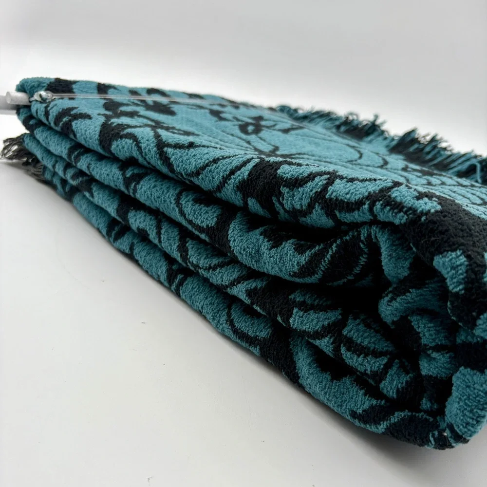 Cynthia Rowley Halloween Decorative Reversible Throw Blanket 50 x 70 Teal Black